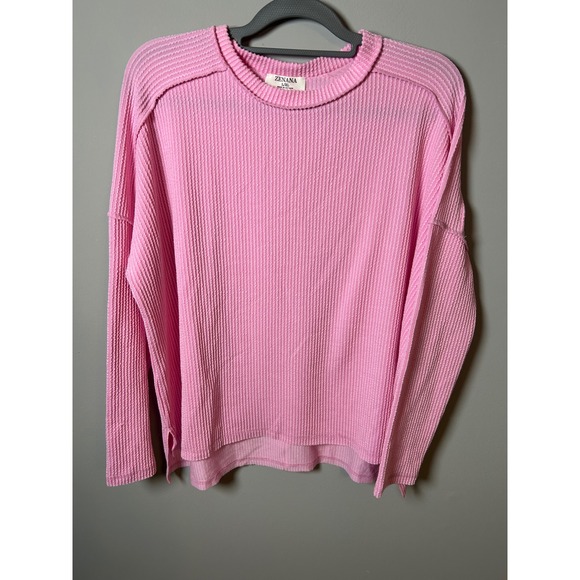 Zenana Tops - Zenana Pink Waffle Knit Oversized Thermal Top RTL-8452A L/XL